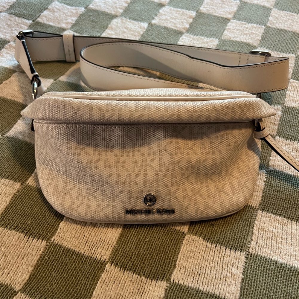 Michael Kors white MK crossbody bag
